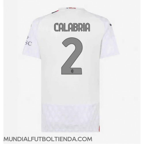 Camiseta AC Milan Davide Calabria #2 Segunda Equipación Replica 2023-24 para mujer mangas cortas